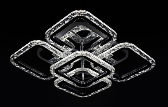 Люстра світлодіодна стельова LED світильник для квартири на стелю лед з пультом 26527 Хром 10х38х38 см. | Зображення 3