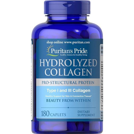 Комплекс для кожи, волос, ногтей Puritan's Pride Hydrolyzed Collagen 1000 mg 180 Caplets