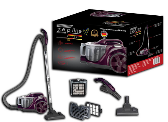 Пилосос контейнерний 4л Zepline ZP-6805 бузковий | Зображення 3