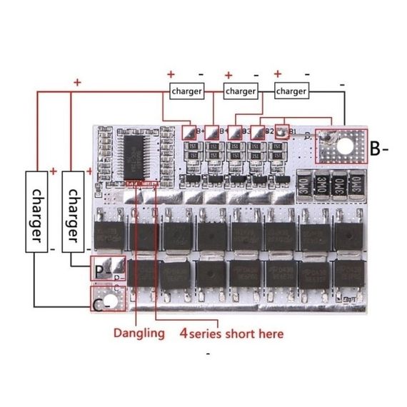 BMS 4S контроллер 100A Модуль защиты 16.8В 18650 Li-Ion | Зображення 3