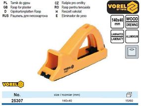 Рашпіль для гіпсокартону корпус пластик 140 х 40 мм VOREL-25307