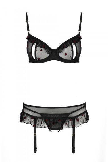 Сексуальний комплект з поясом для панчіх Passion LOVELIA SET L/XL, black sexstyle | Зображення 10
