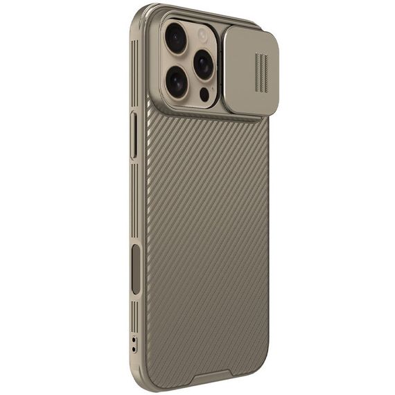 Карбоновая накладка Nillkin CamShield Pro для Apple iPhone 16 Pro (6.3") Gold | Зображення 1