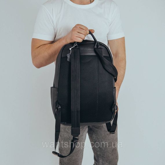 Чорний шкіряний чоловічий рюкзак Tiding Bag 9387 | Зображення 6