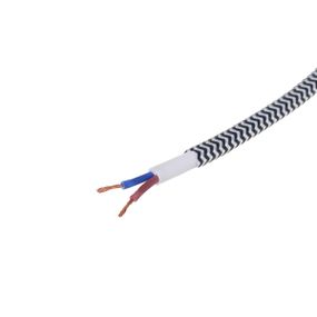 Декоративный кабель в тканевой оплетке IU-2 2x0,75 BK/WH (1м)
