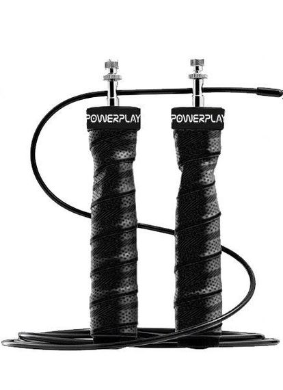 Скакалка швидкісна на підшипниках PowerPlay 4208 Fitness Jump Rope Чорна (3m.) | Зображення 1