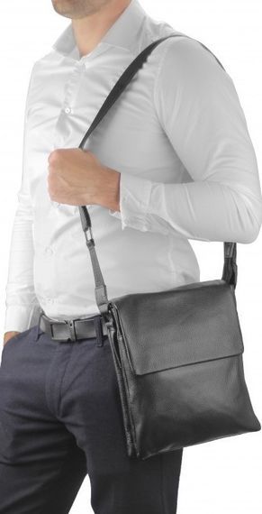 Кожаный мужской мессенджер Tiding Bag  черный | Зображення 5
