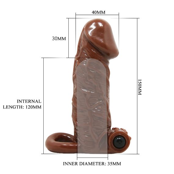 Насадка на член - Brave Man Vibrating Penis Sleeve Brown | Зображення 5
