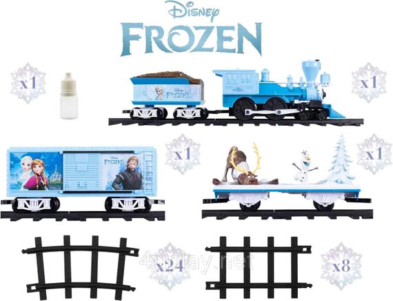 Залізниця Lionel Disney Frozen Train Set Дісней Крижане серце з Bluetooth, звуками, світлом і паром | Зображення 3