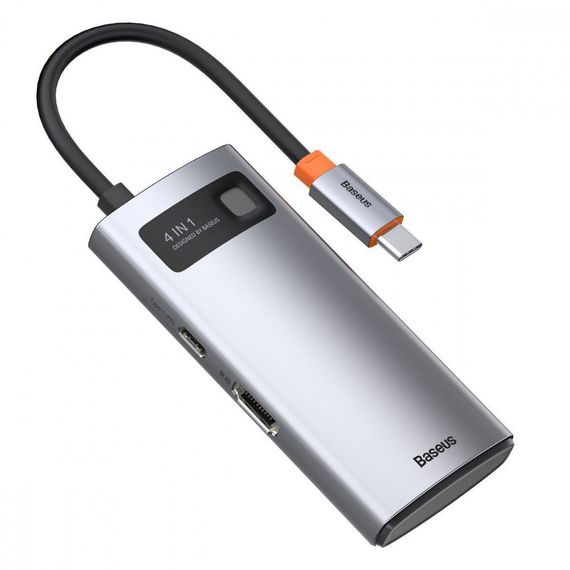 USB-Хаб Baseus Metal Gleam Series 4-in-1 Type-C gray | Зображення 8