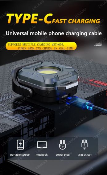Міні ліхтар LiitoKala LF-986 COB LED Bead 500LM 5.7W із зарядкою Type-C | Зображення 5