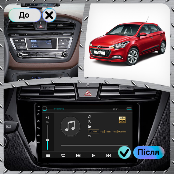 Штатная магнитола 9" Lesko для Hyundai i20 II 2014-2018 Top 6/128 4G WiFi GPS Хюндай | Зображення 2
