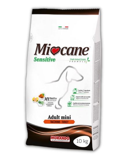 Morando MioCane Mini Sensitive Turkey Monoprotein сухий корм з індичкою для дорослих собак дрібних порід 10 кг