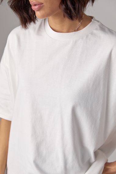 Базовая однотонная футболка oversize - молочный цвет, S (есть размеры) | Зображення 3