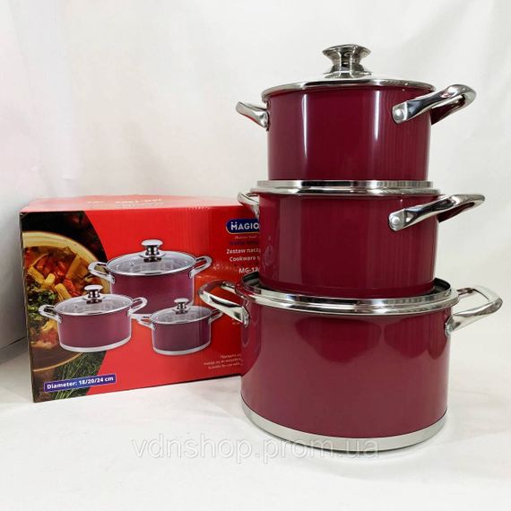 Набір посуду для дому, Набір високих каструль каструль з жаростійкою кришкою HV-19 | Зображення 7