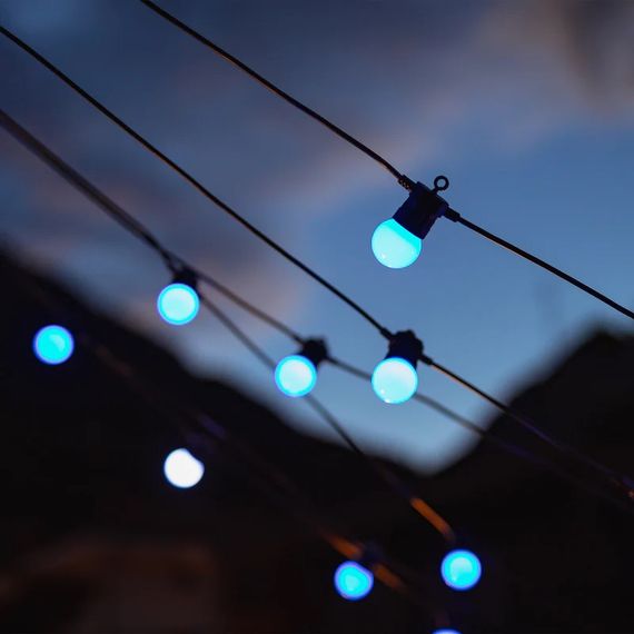 Гірлянда Smart LED Twinkly Festoon RGB 20, G45, Gen II, IP44, 10м, кабель чорний (TWF020STP-BEU) | Зображення 1