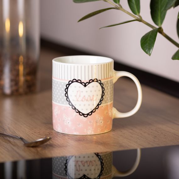 Чашка фарфоровая 400 (мл) чашка для кофе и чая з надписью и сердцем Lugi RX-N240143PKV | Зображення 3