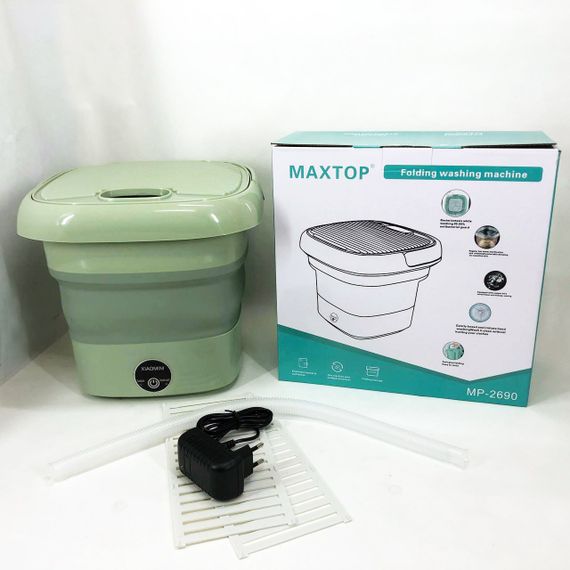 Складна пральна машина MAXTOP silicon washing machine, Портативна пралка відро. Колір: зелений | Зображення 5
