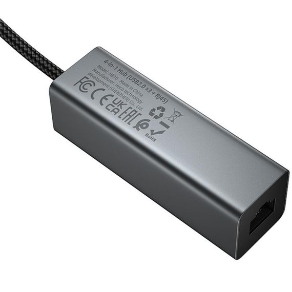 Переходник HUB Hoco HB1D USB to USB2.0*3+RJ45 Metal gray | Зображення 2