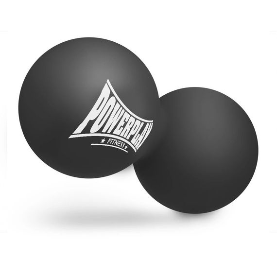 Массажный двойной мяч силиконовый Паверплей PP-4355 Silicone Lacrosse Peanut Ball (6.3*12.6см.) Черный | Зображення 1