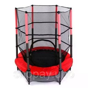 Детский батут Just Fun 140×160 см красный с внутренней защитной сеткой