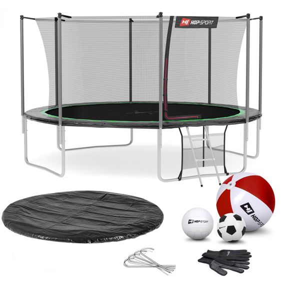 Батут Hop-Sport 14ft (427см) чорно-зелений з внутрішньою сіткою