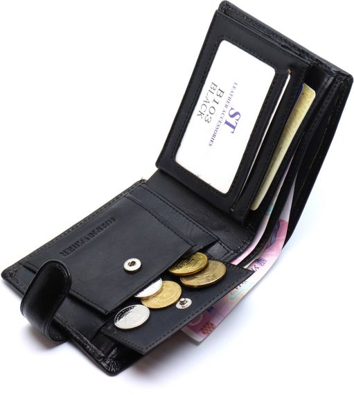 Стильное кожаное мужское портмоне ST Leather В103 Черный | Зображення 5