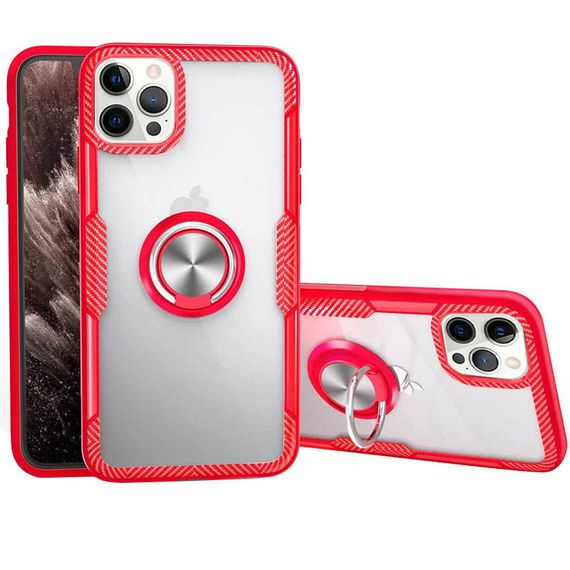 TPU+PC чехол Deen CrystalRing for Magnet (opp) для Apple iPhone 13 Pro (6.1") Бесцветный / Красный | Зображення 2