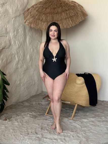 Роздільний чорний купальник PLUS SIZE з парео | Зображення 1