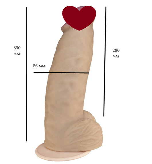 Фалоімітатор EGZO СУПЕР ГІГАНТ на присоці FS01 (довжина 33 см, діаметр 8,6 см) sexstyle