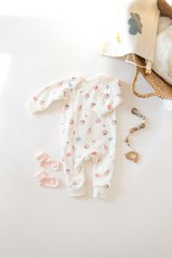 Ромпер для малюка на блискавці двонитка з начосом, принт Ліс 86