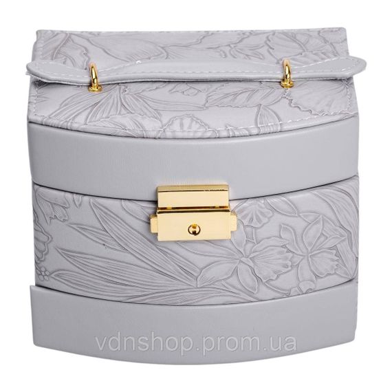 Скринька для прикрас з еко шкіри 3 яруси із замком органайзер для ювелірних виробів HP-5-23G | Зображення 5