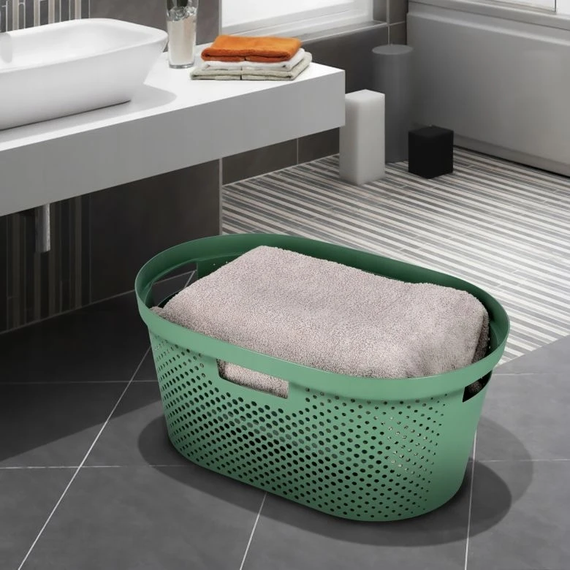 Кошик для білизни пластиковий Curver Infinity 40 л 04755 зелений, міцний і зручний | Зображення 8