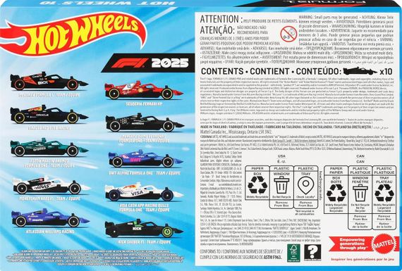 Набір із 10-ти машинок Hot Wheels Formula One Хот Вілс Формула 1 | Зображення 2