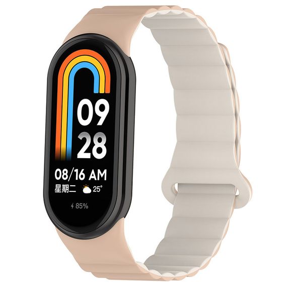 Ремешок Dual-color Magnetic для Xiaomi Mi Band 9/8 Beige / White