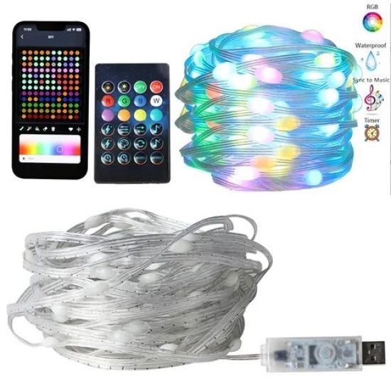 Світлодіодна гірлянда з Bluetooth та пультом RGB 10м | Зображення 3