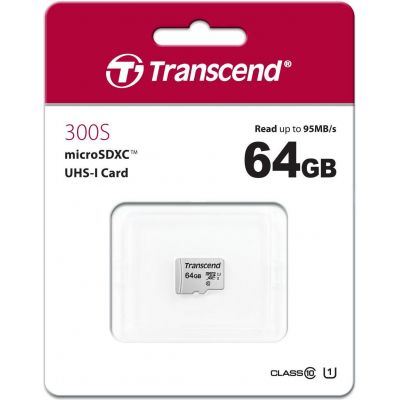 Карта памяти Transcend 64GB microSDXC class 10 UHS-I U1 (TS64GUSD300S) (TS64GUSD300S) | Зображення 1