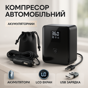 Автомобільний компресор автокомпресор, Насос компресор портативний 12 в dc автомобільний SP-45