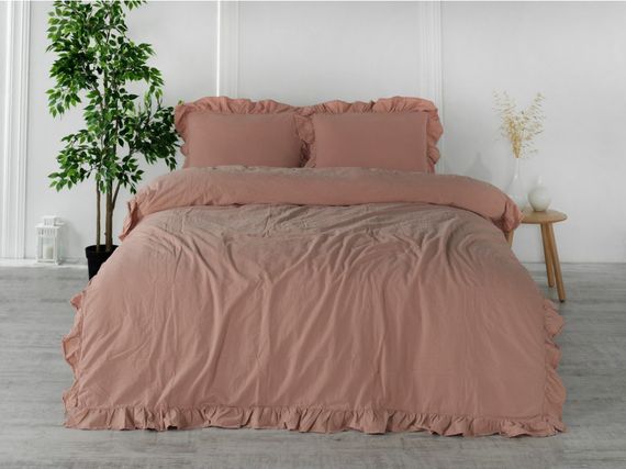 Постільна білизна Limasso Stonewashed Exclusive Ranforse 200 х 220 см Cameo Brown