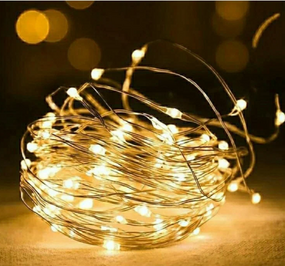 Светодиодная новогодняя гирлянда Роса 50 LED 5м теплый белый на батареках