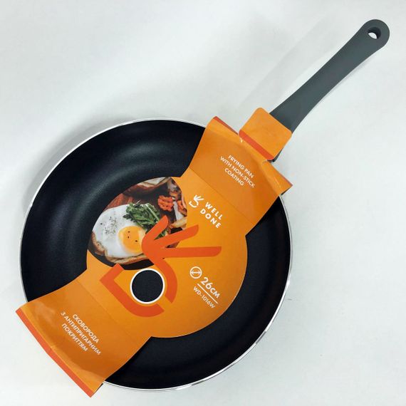 Сковорода алюмінієва 26 см WELL DONE WD-1016W індукція сковорода якісна на плиту | Зображення 4