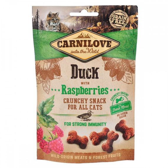 Ласощі Carnilove Cat Crunchy Snack Duck with Raspberries для котів для міцного імунітету з качкою та малиною 50 г