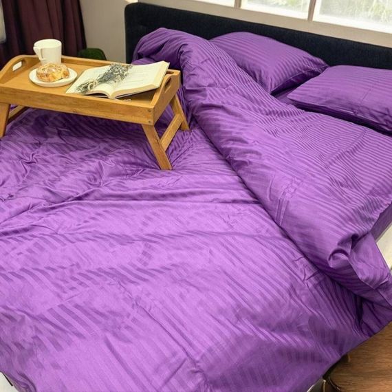 Комплект постільної білизни полуторний MakSon Elegant Purple, страйп-сатин, 100% бавовна (019-1145210С) | Зображення 1