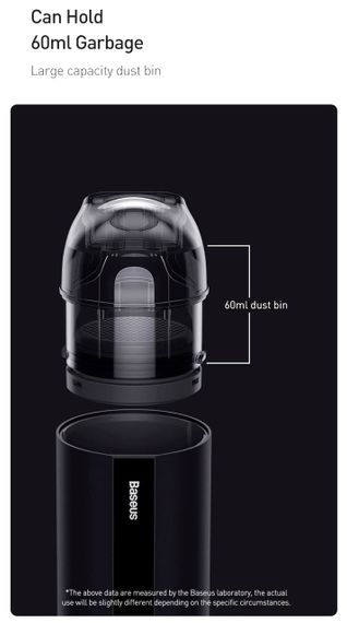 Автомобільний акумуляторний пилосос Baseus A2 Car Vacuum Cleaner 6000 mAh для салону автомобіля Чорний | Зображення 6