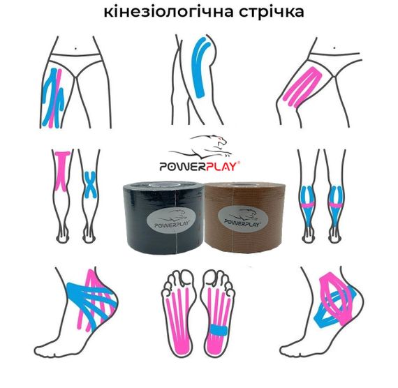 Кінезіологічний тейп PowerPlay 4315 Чорний 5cм*5м | Зображення 6