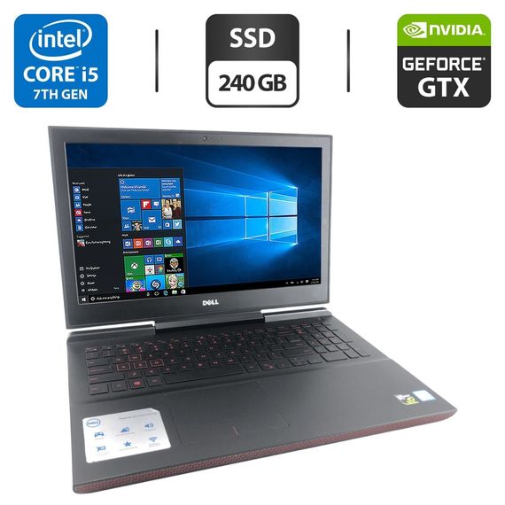 Игровой ноутбук Dell Inspiron 15 7000 Gaming / 15.6" (1920x1080) IPS / Intel Core i5-7300HQ (4 ядра по 2.5 - 3.5 GHz) / 16 GB DDR4 / 240 GB SSD / nVidia GeForce GTX 1050 Ti, 4 GB GDDR5, 128-bit / WebCam б/у