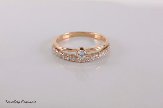 Кольцо из красного золота с фианитами 19 | Зображення 7