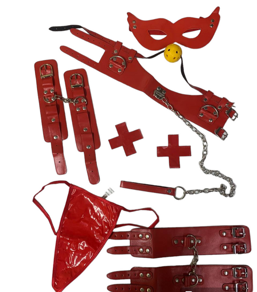 Комплект 6 предметов (наручники+маска+пестисы+ошейник с кляпом+трусы+поножи) Sunspice sexstyle | Зображення 1