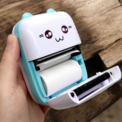 Термопринтер "Котик", Bluetooth, USB-кабель, термопапір,1 рулон (біло-бірюзовий) | Зображення 1