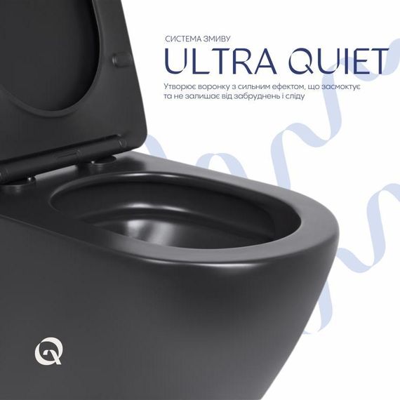 Унитаз подвесной Qtap Robin New Ultra Quiet безободковый с сиденьем Soft-close MATT BLACK QT13332381АSMB | Зображення 4